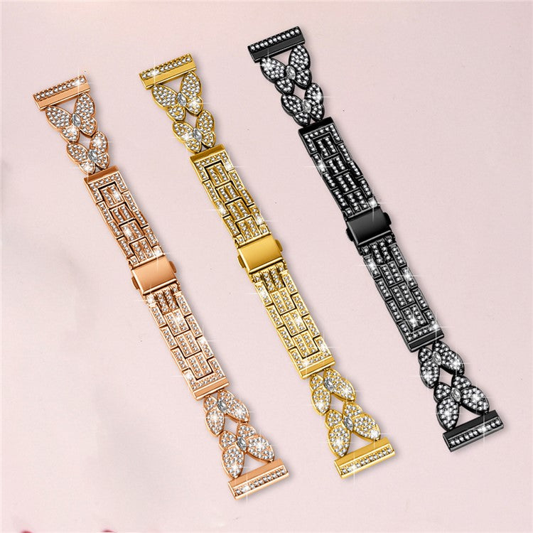 For Huawei Watch GT 2 Pro Band Butterfly Rhinestones Decor Alloy Metal Watch Strap - Gold