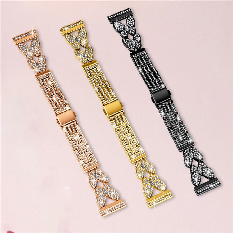 For Honor Watch Magic Band Butterfly Rhinestones Decor Alloy Metal Watch Strap - Black