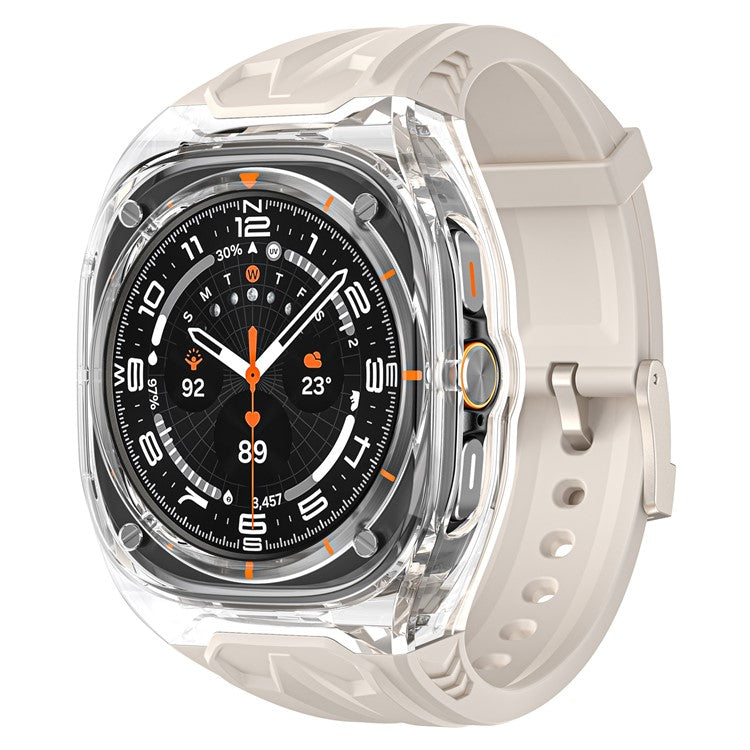 Replacement Strap for Apple Watch Series 10 46mm TPU Watch Band with PC Case - Starlight Clear