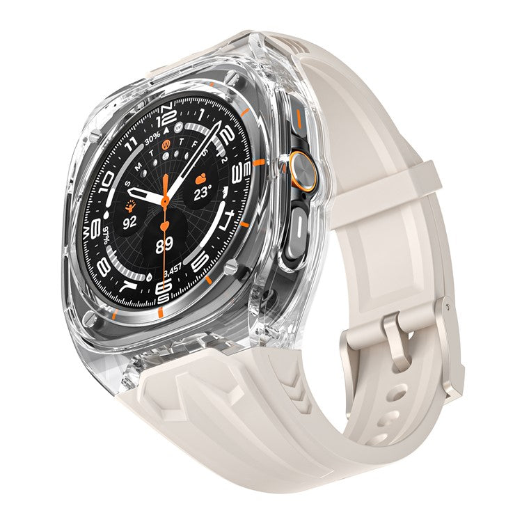 Replacement Strap for Apple Watch Series 10 46mm TPU Watch Band with PC Case - Starlight Clear