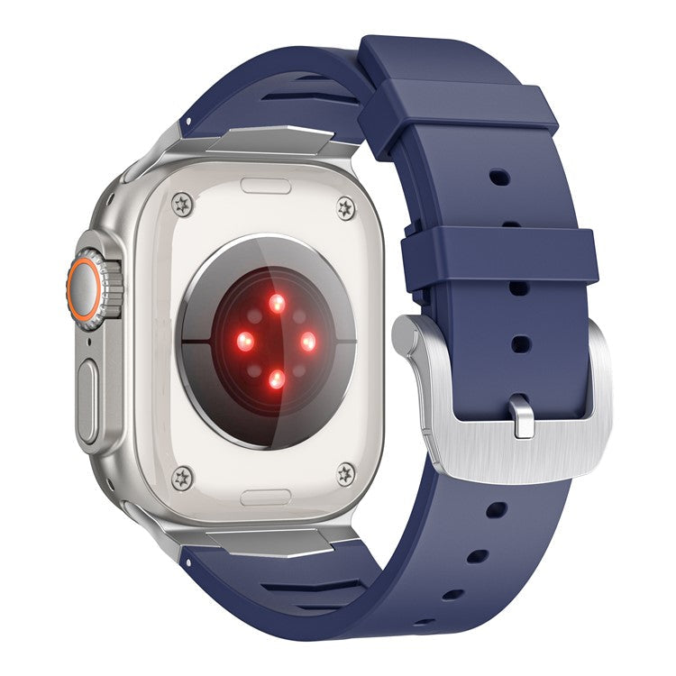 Fluorubber Watch Strap for Apple Watch Series 10 Ultra 9 8 7 SE 6 5 4 3 2 1 46mm 49mm 45mm 44mm 42mm Stainless Steel Buckle Band - Blue