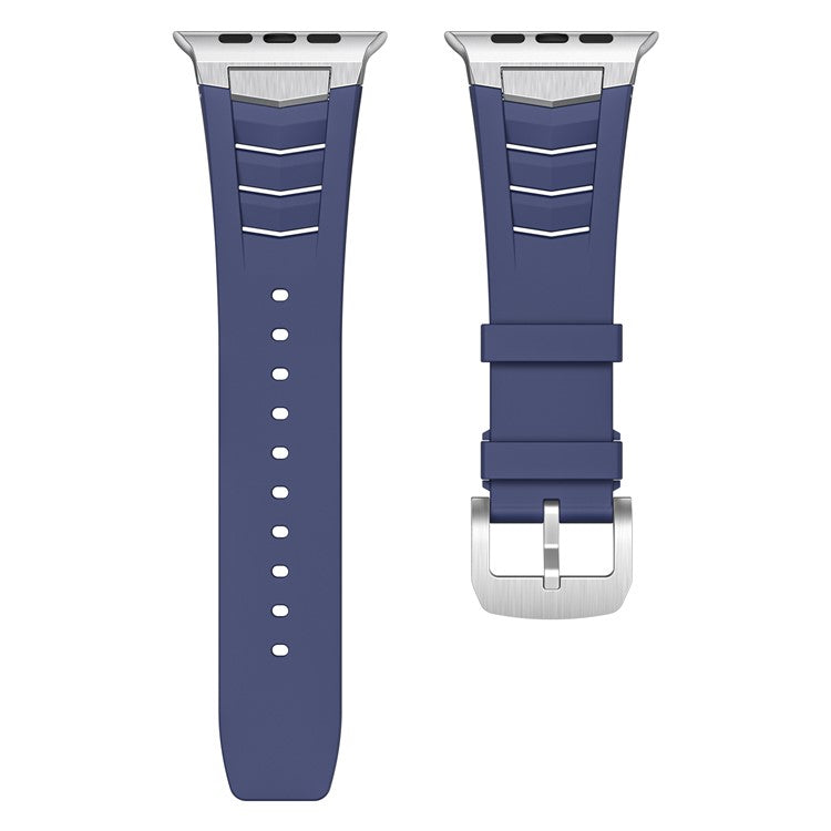 Fluorubber Watch Strap for Apple Watch Series 10 Ultra 9 8 7 SE 6 5 4 3 2 1 46mm 49mm 45mm 44mm 42mm Stainless Steel Buckle Band - Blue