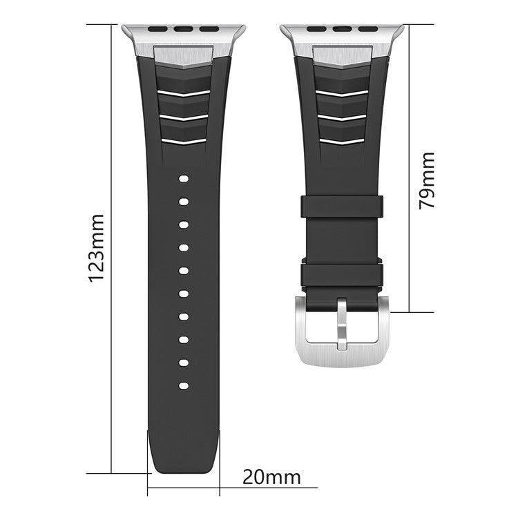 Fluorubber Watch Strap for Apple Watch Series 10 Ultra 9 8 7 SE 6 5 4 3 2 1 46mm 49mm 45mm 44mm 42mm Stainless Steel Buckle Band - Blue