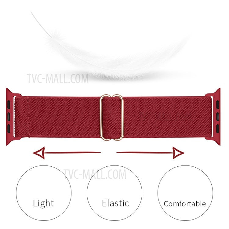 Adjustable Braided Polyester Nylon Watch Band Strap for Apple Watch Series 10 Ultra 9 8 7 SE SE 6 5 4 3 2 1 46mm 49mm 45mm 44mm 42mm - Wine Red