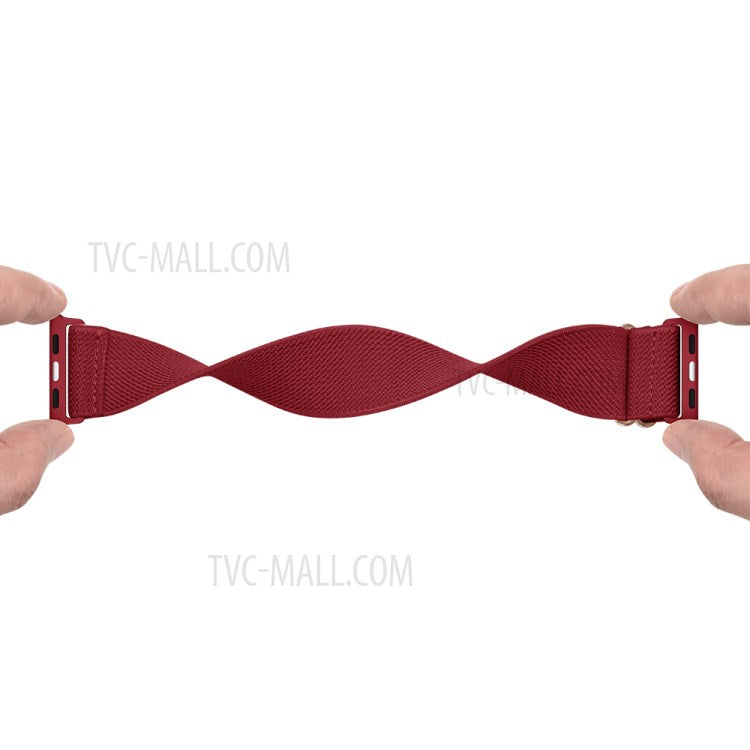Adjustable Braided Polyester Nylon Watch Band Strap for Apple Watch Series 10 Ultra 9 8 7 SE SE 6 5 4 3 2 1 46mm 49mm 45mm 44mm 42mm - Wine Red
