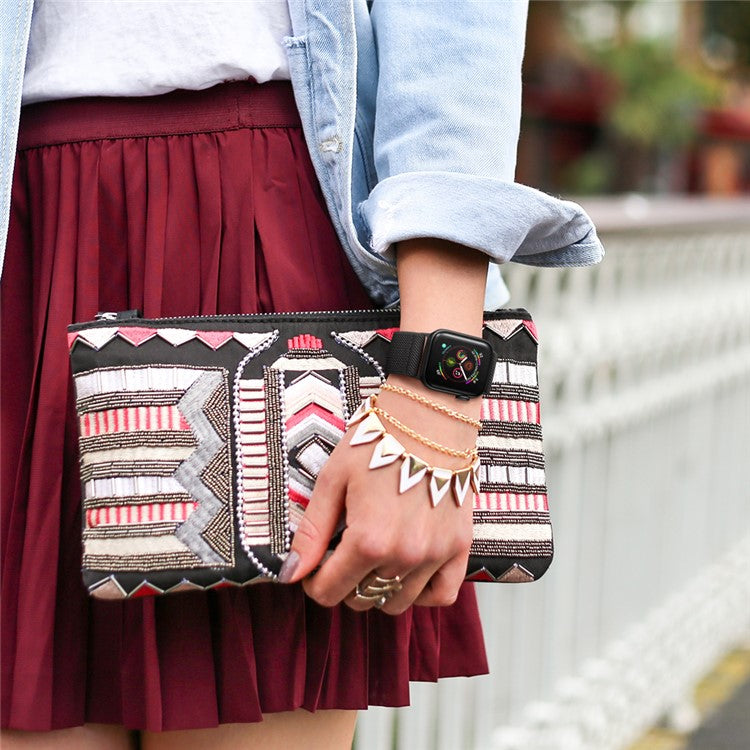 Wrist Strap for Apple Watch Series 10 Ultra 9 8 7 SE 6 5 4 3 2 1 46mm 49mm 45mm 44mm 42mm Adjustable Woven Polyester Watch Band - Yellow