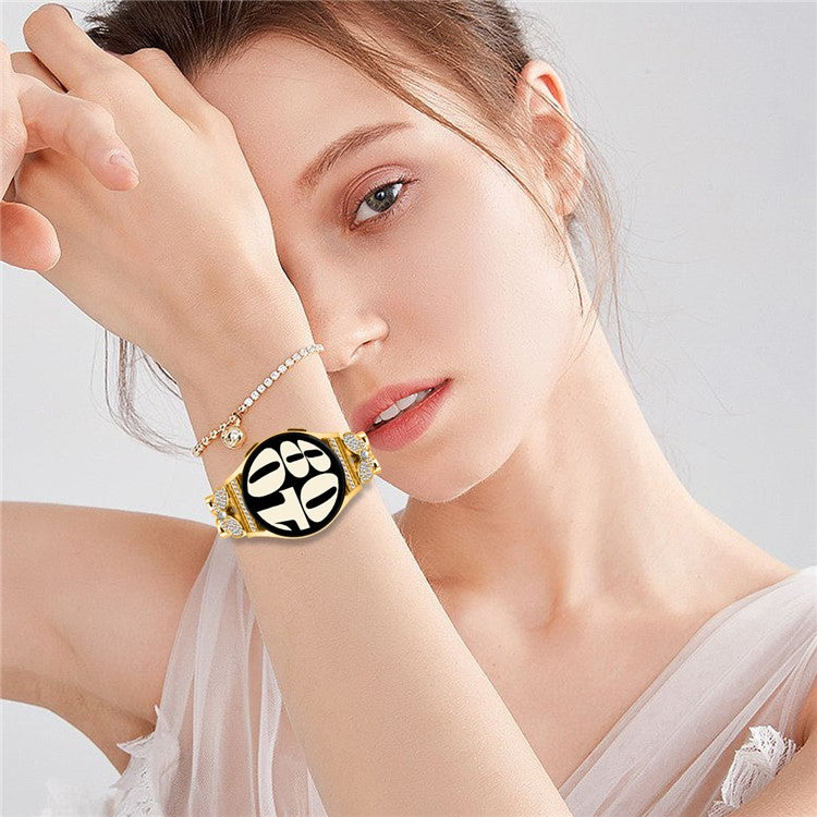 For Garmin Forerunner 255 Music Metal Band Butterfly Rhinestones Decor Watch Strap - Gold