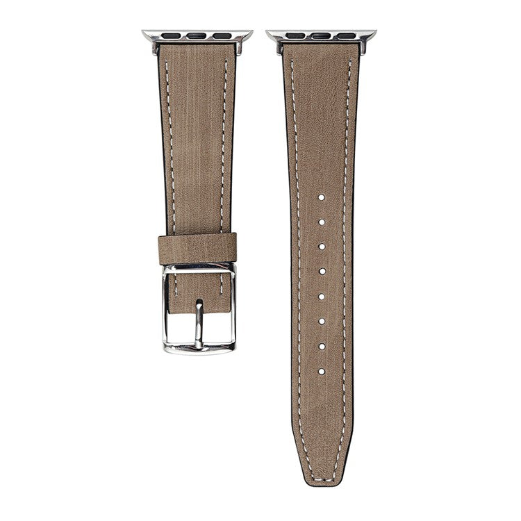 Leather Strap for Apple Watch Series 10 9 8 7 SE 6 5 4 3 2 1 42mm 41mm 40mm 38mm Tree Texture Watch Band - Light Coffee