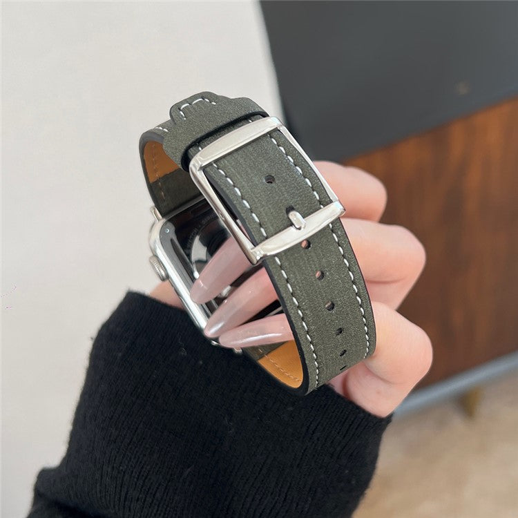 Leather Strap for Apple Watch Series 10 9 8 7 SE 6 5 4 3 2 1 42mm 41mm 40mm 38mm Tree Texture Watch Band - Light Coffee