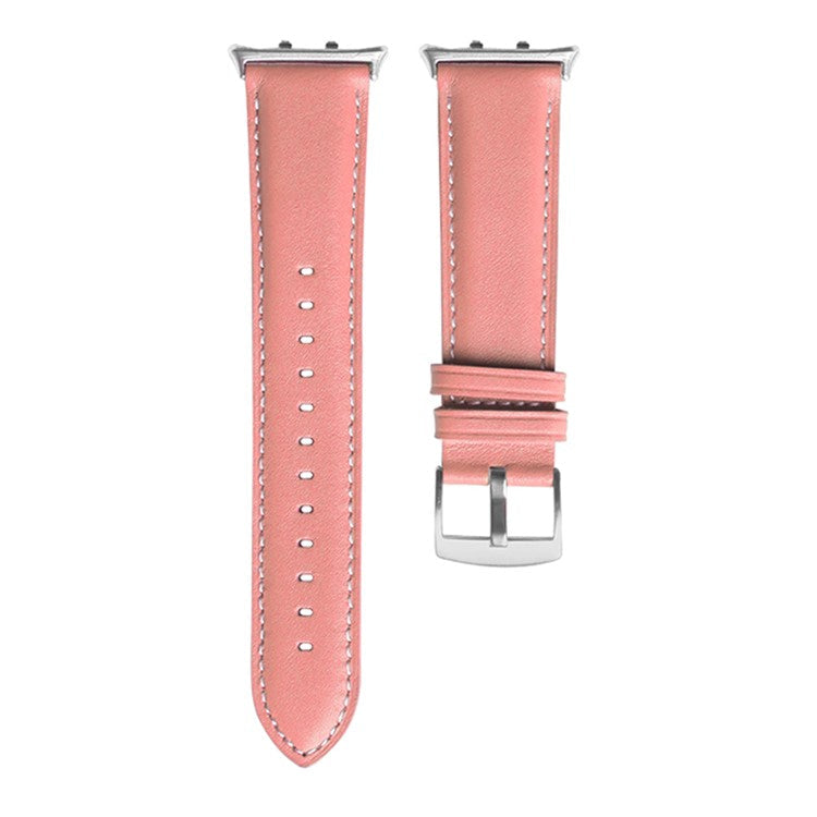 For Honor Watch 5 Genuine Cow Leather Watch Strap Pointed Tail Adjustable Wristband - Pink