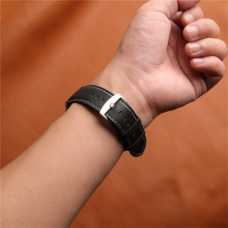 For Honor Watch 5 Genuine Cow Leather Watch Strap Pointed Tail Adjustable Wristband - Pink