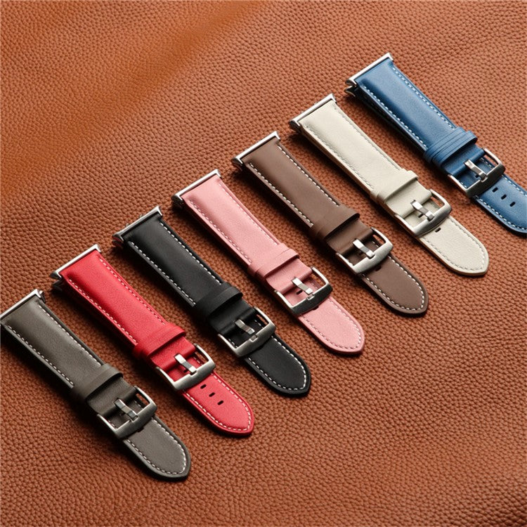 For Honor Watch 5 Genuine Cow Leather Watch Strap Pointed Tail Adjustable Wristband - Pink