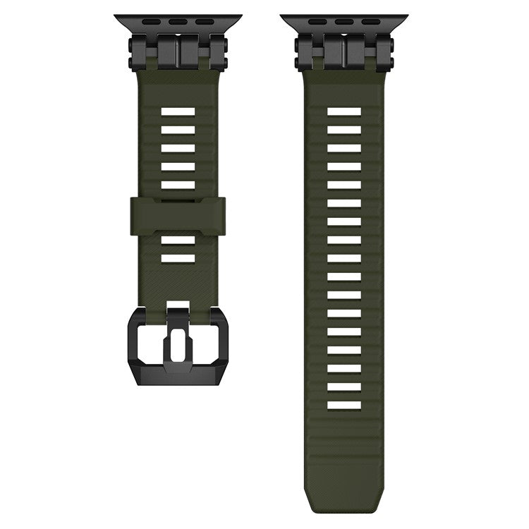 H016 Watch Strap For Apple Watch Series 10 Ultra 9 8 7 SE 6 5 4 3 2 1 46mm 49mm 45mm 44mm 42mm TPU Watch Band - Black Green
