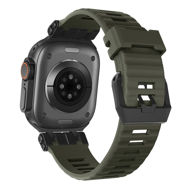 H016 Watch Strap For Apple Watch Series 10 Ultra 9 8 7 SE 6 5 4 3 2 1 46mm 49mm 45mm 44mm 42mm TPU Watch Band - Black Green