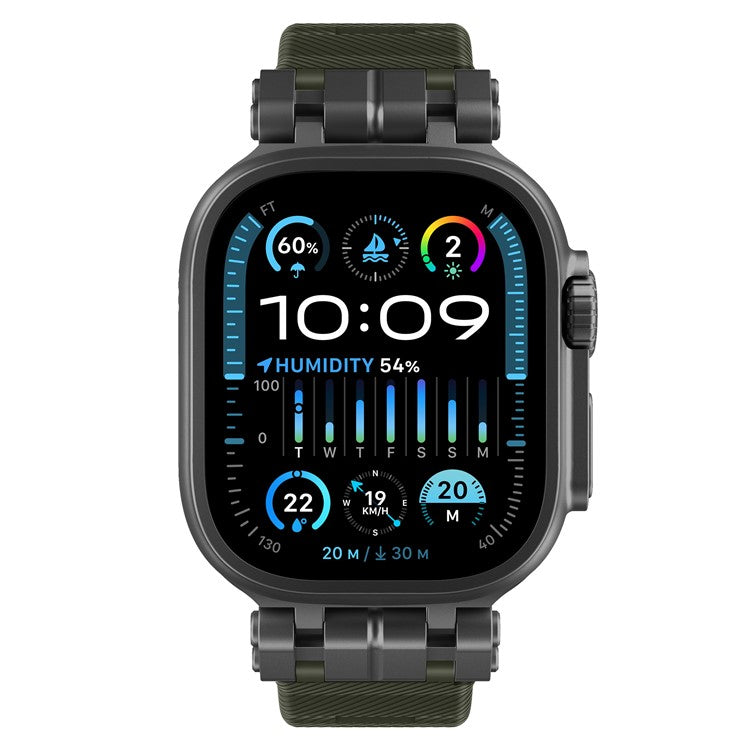 H016 Watch Strap For Apple Watch Series 10 Ultra 9 8 7 SE 6 5 4 3 2 1 46mm 49mm 45mm 44mm 42mm TPU Watch Band - Black Green