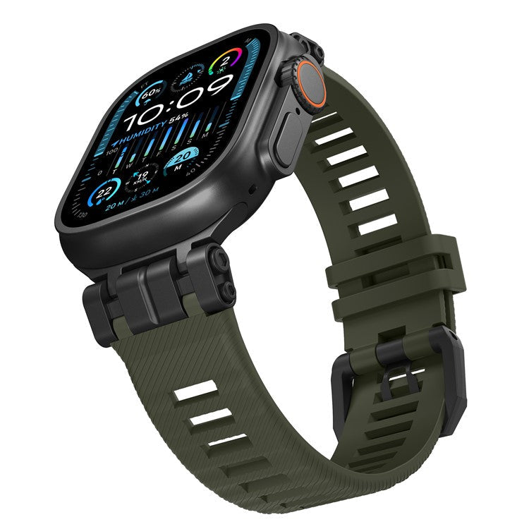 H016 Watch Strap For Apple Watch Series 10 Ultra 9 8 7 SE 6 5 4 3 2 1 46mm 49mm 45mm 44mm 42mm TPU Watch Band - Black Green