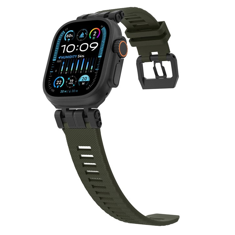 H016 Watch Strap For Apple Watch Series 10 Ultra 9 8 7 SE 6 5 4 3 2 1 46mm 49mm 45mm 44mm 42mm TPU Watch Band - Black Green