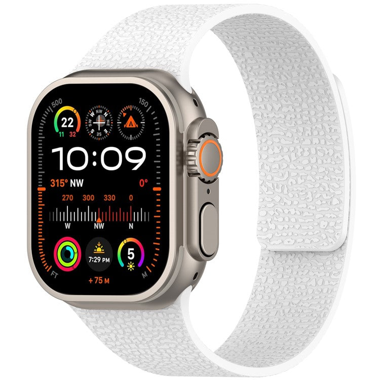 Watch Band for Apple Watch Series 10 Ultra 9 8 7 SE 6 5 4 3 2 1 46mm 49mm 45mm 44mm 42mm Litchi Texture Silicone Magnetic Strap - White