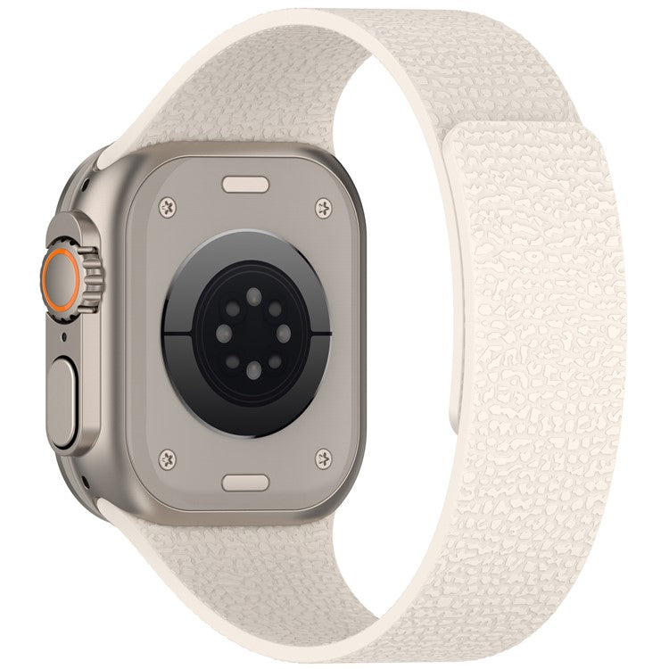 Watch Band for Apple Watch Series 10 Ultra 9 8 7 SE 6 5 4 3 2 1 46mm 49mm 45mm 44mm 42mm Litchi Texture Silicone Magnetic Strap - Starlight