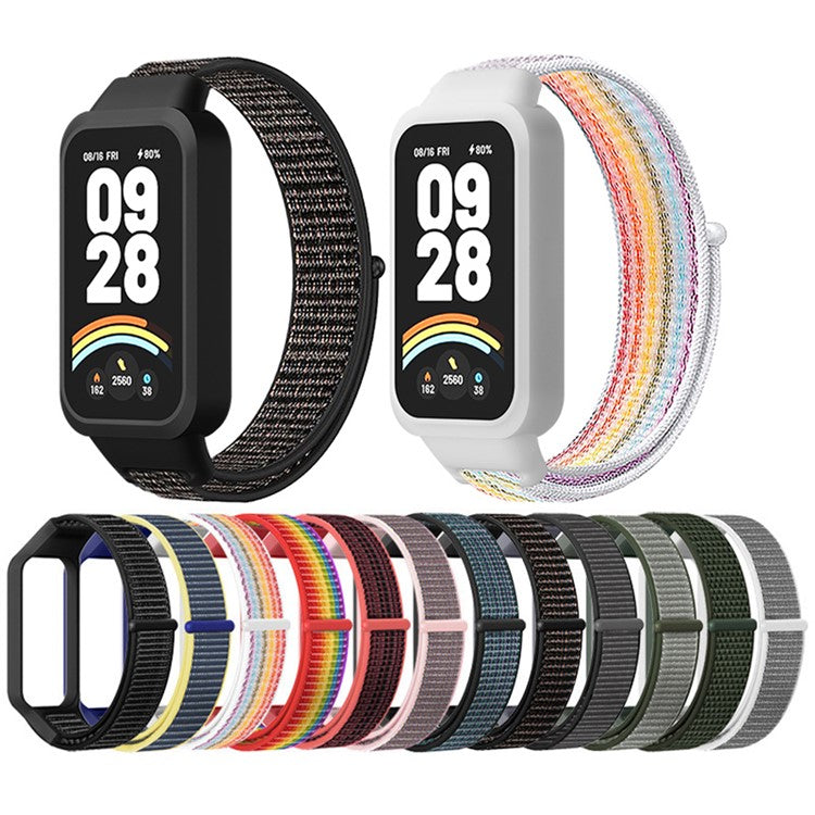 For Xiaomi Smart Band 9 Active  /  Redmi Band 3 Nylon Strap Magic Tape Design Watch Band - Shell White