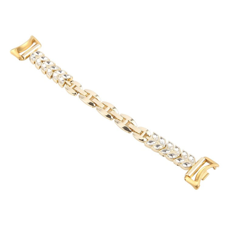 Metal Watch Strap For Xiaomi Smart Band 9 NFC / 9 / 8 Wheat-Shaped Rhinestone Adjustable Wrist Band Replacement Bracelet - Gold
