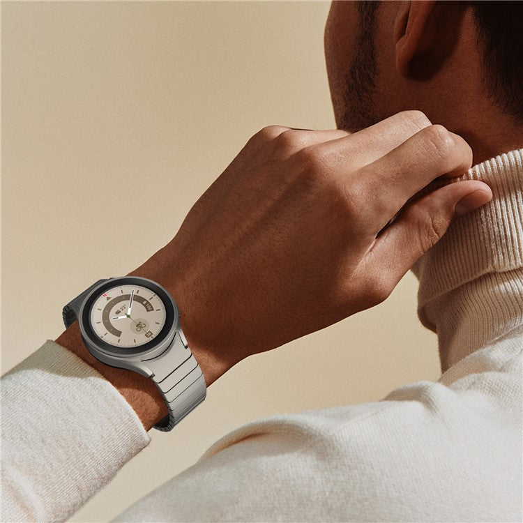 Magnetic Buckle Watch Strap for Samsung Galaxy Watch7 44mm / 40mm / Watch6 44mm / 40mm Stainless Steel Band - Titanium