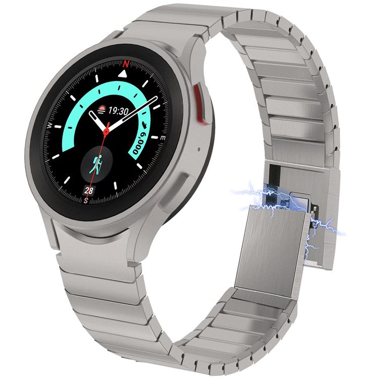 Magnetic Buckle Watch Strap for Samsung Galaxy Watch7 44mm / 40mm / Watch6 44mm / 40mm Stainless Steel Band - Titanium