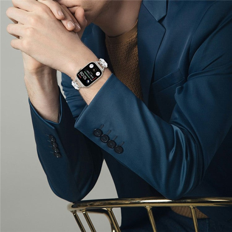 Watchband For Apple Watch Series 10 Ultra 9 8 7 SE 6 5 4 3 2 1 46mm 49mm 45mm 44mm 42mm Heart Clover Zinc Alloy Metal Strap - Starlight