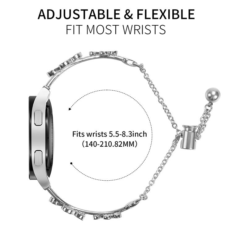 For Garmin Bounce / D2 Air X10 Watchband Heart Clover Decor Silver Zinc Alloy Metal Strap