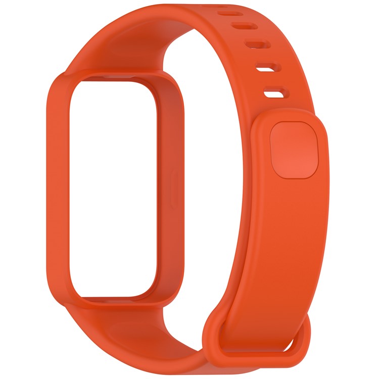 Silicone Band with Case for Xiaomi Smart Band 9 Active / Redmi Band 3 Smartwatch Replacement Strap - Orange