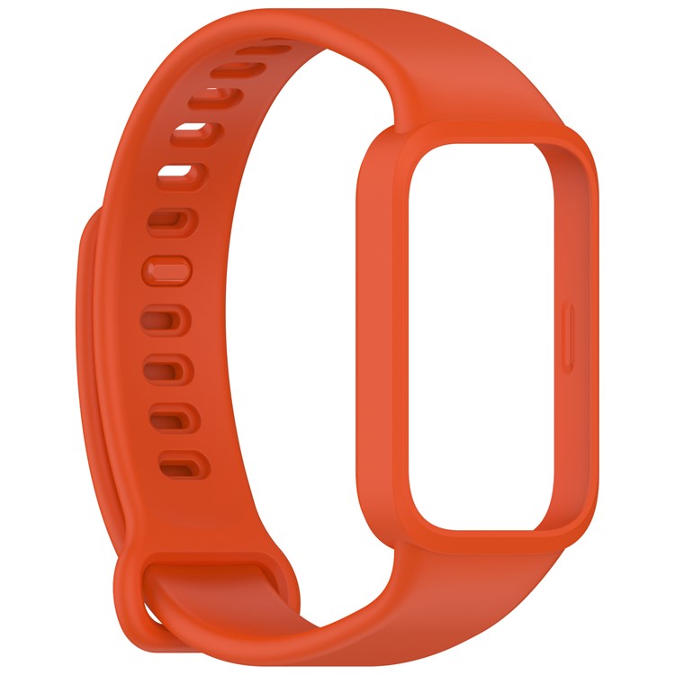 Silicone Band with Case for Xiaomi Smart Band 9 Active / Redmi Band 3 Smartwatch Replacement Strap - Orange