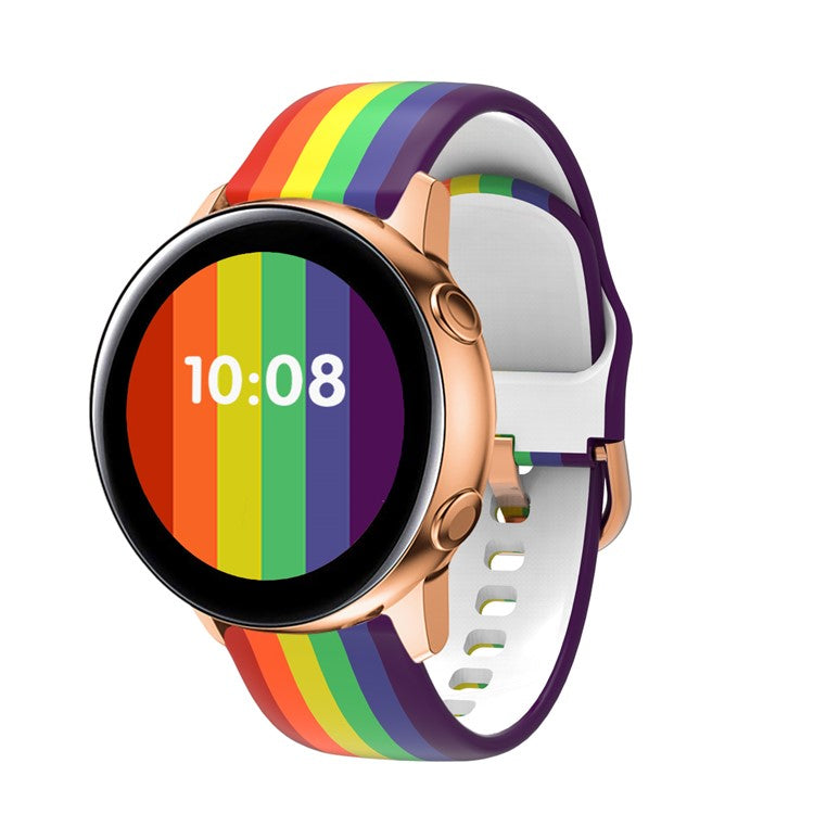 For Samsung Galaxy Watch Active 20mm Colorful Pattern Silicone Watch Band Replacement Watch Strap - Rainbow