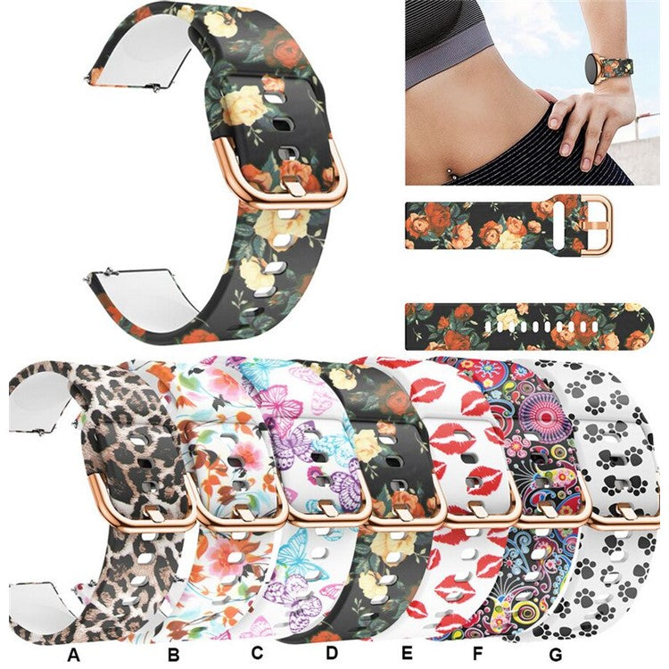 For Samsung Galaxy Watch Active 20mm Colorful Pattern Silicone Watch Band Replacement Watch Strap - Red Lips