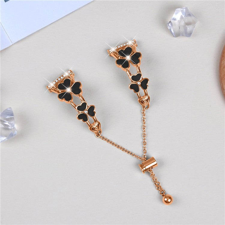 For Garmin Forerunner 55 / Venu Watchband Heart Clover Decor Zinc Alloy Metal Strap - Rose Gold