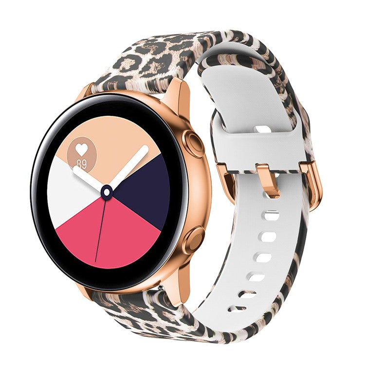 Colorful Pattern Printed Silicone Watch Band for Samsung Galaxy Watch Active 22mm - Brown Leopard