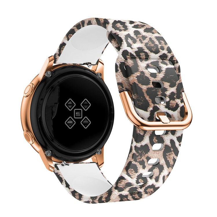 Colorful Pattern Printed Silicone Watch Band for Samsung Galaxy Watch Active 22mm - Brown Leopard