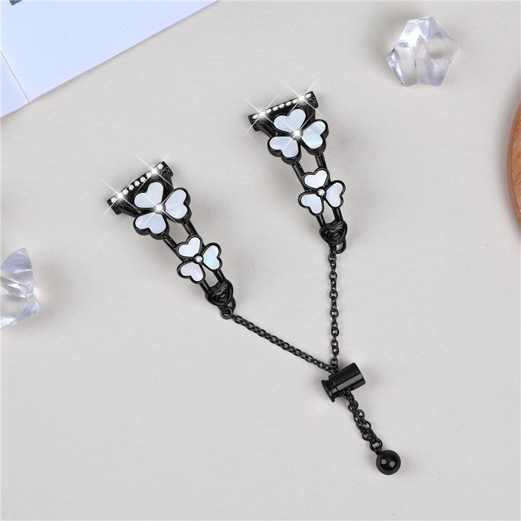 For Misfit Vapor Watchband Heart Clover Decor Zinc Alloy Metal Strap - Black