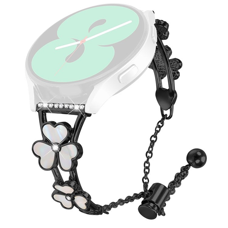 For Verizon Gizmo Watch 3 Watchband Heart Clover Decor Zinc Alloy Metal Strap - Black