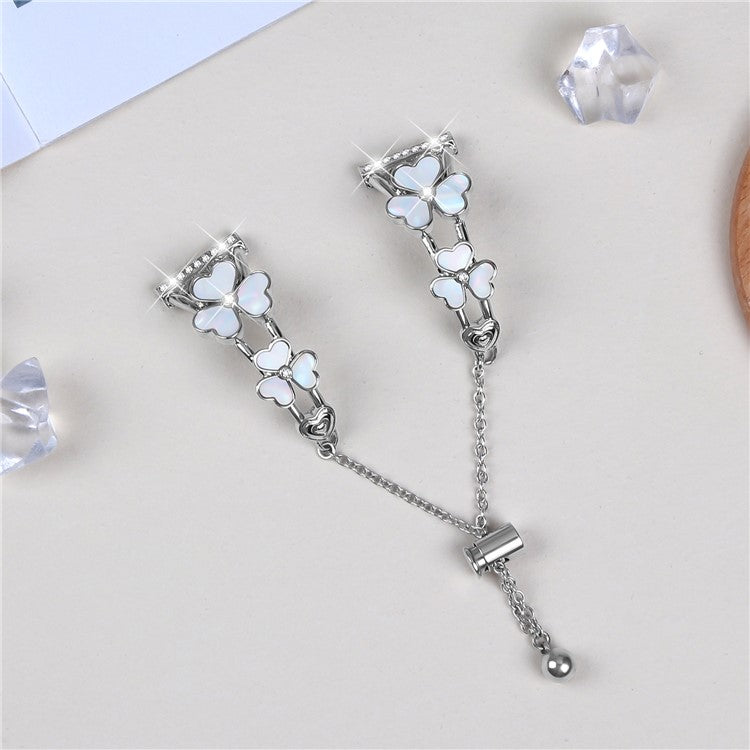 For Verizon GizmoWatch Disney Edition Watchband Heart Clover Decor Silver Zinc Alloy Metal Strap