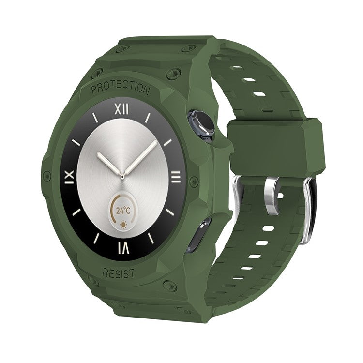 For Huawei Watch GT 5 46mm / GT 4 46mm TPU Watchband Integrated with Anti Drop Watch Case - Army Green