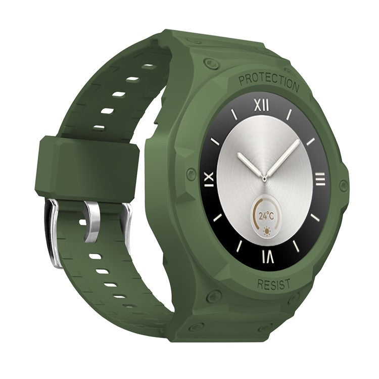 For Huawei Watch GT 5 46mm / GT 4 46mm TPU Watchband Integrated with Anti Drop Watch Case - Army Green