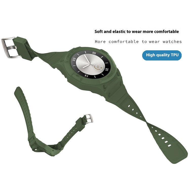 For Huawei Watch GT 5 46mm / GT 4 46mm TPU Watchband Integrated with Anti Drop Watch Case - Army Green