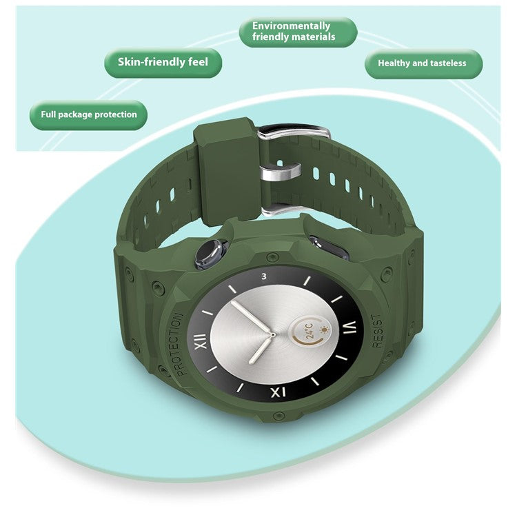 For Huawei Watch GT 5 46mm / GT 4 46mm TPU Watchband Integrated with Anti Drop Watch Case - Army Green