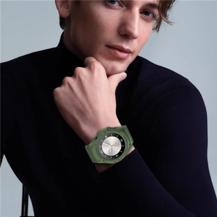 For Huawei Watch GT 5 46mm / GT 4 46mm TPU Watchband Integrated with Anti Drop Watch Case - Army Green