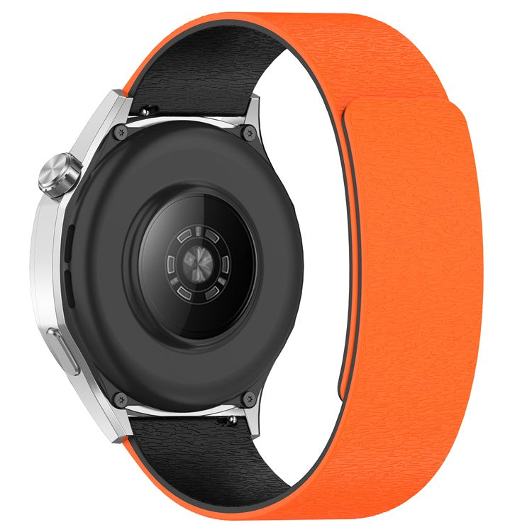 Watch Band for Huawei Watch GT 5 Pro / GT 5 / GT 4 / GT 3 / GT 2 46mm Cloud Wood Grain Universal 22mm Silicone Magnetic Strap - Orange+Black