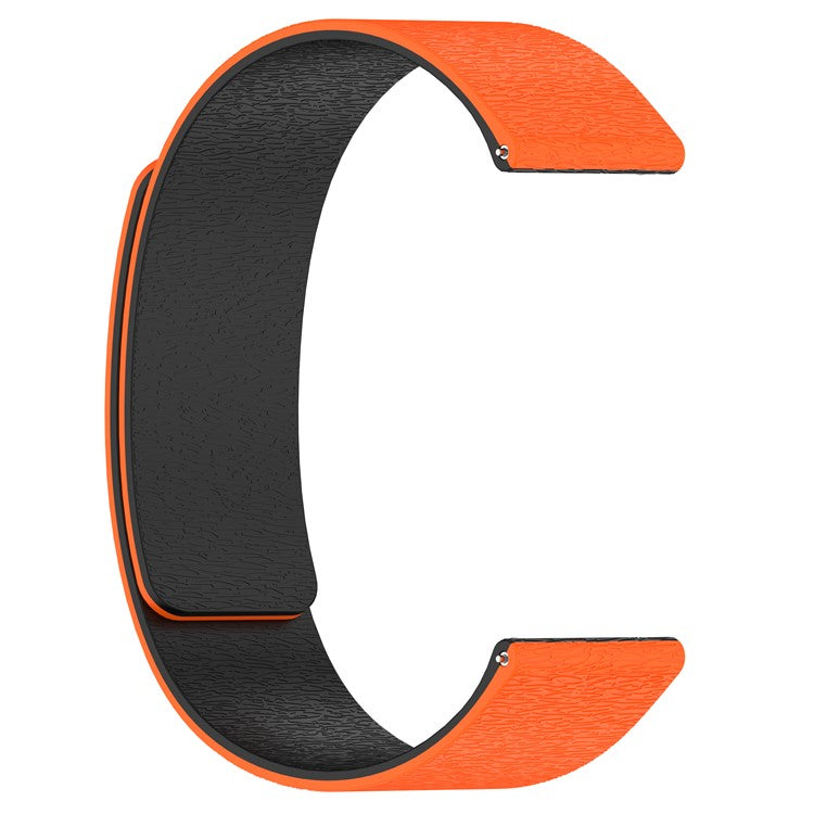 Watch Band for Huawei Watch GT 5 Pro / GT 5 / GT 4 / GT 3 / GT 2 46mm Cloud Wood Grain Universal 22mm Silicone Magnetic Strap - Orange+Black