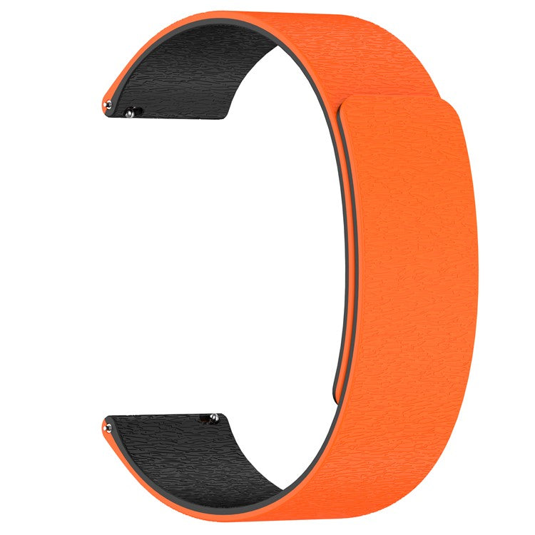 Watch Band for Huawei Watch GT 5 Pro / GT 5 / GT 4 / GT 3 / GT 2 46mm Cloud Wood Grain Universal 22mm Silicone Magnetic Strap - Orange+Black