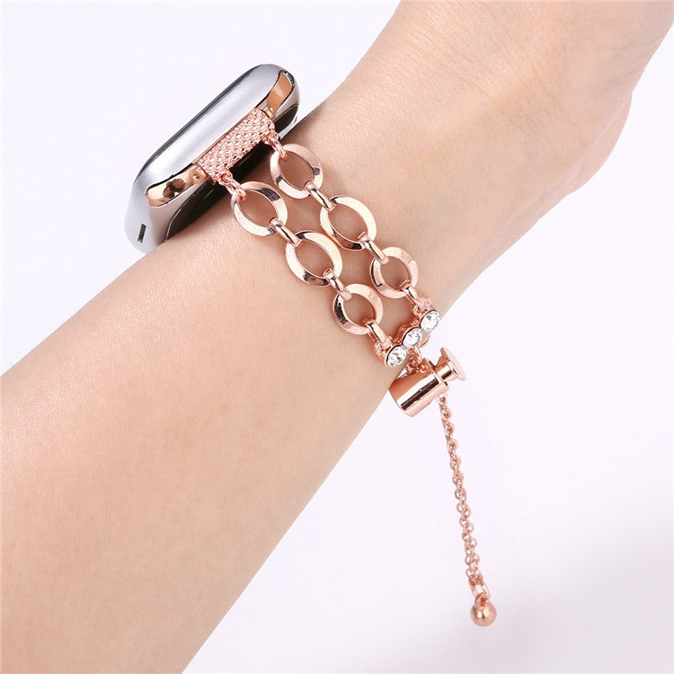 Double Chain Watch Band for Apple Watch Series 10 9 8 7 SE 6 5 4 3 2 1 42mm 41mm 40mm 38mm Replacement Strap - Rose Gold