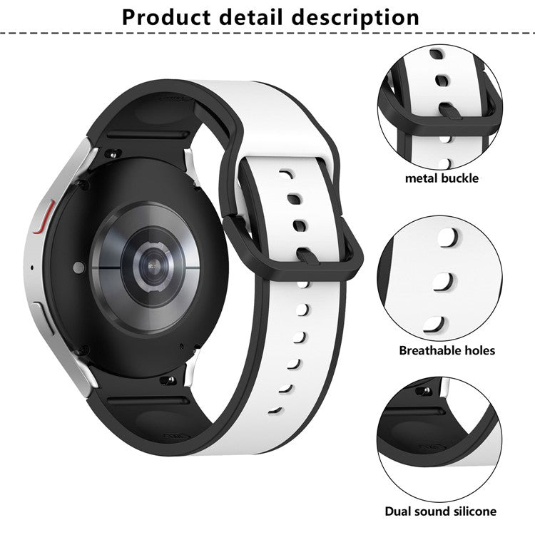 KALEBOL Dual Color Silicone Strap for Samsung Galaxy Watch7 / Watch FE 40mm / Watch6 / Watch 5 Watch Band - Midnight Blue+White