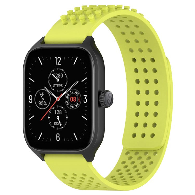 KALEBOL 20mm Silicone Strap for Samsung Galaxy Watch6 Classic 47mm / 43mm / Huawei Watch GT 3 Pro 43mm Flat Push Type Watch Band - Lime